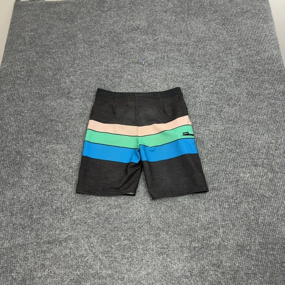 O'Neill Board Shorts Mens 26 Black Hyperfreak Striped Surf Beach Athletic Summer